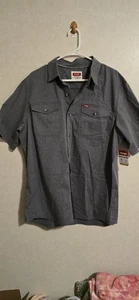 -NEW WRANGLER MEN'S SHORT SLEEVE SHIRT 2 POCKETS RELAXED FIT FLEX GRAY XL NWT - Picture 1 of 5