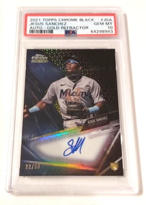 2021 Topps Chrome Black JESUS SANCHEZ RC Auto Gold Refractor 22/50 Astros PSA 10 - Picture 1 of 2