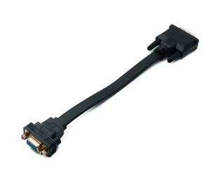 SYSTEM-S DVI D Cable 20 Cm 24+1 25 Pin Connector To VGA 15 Pin Socket Flat - Picture 1 of 4