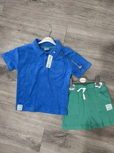 Neu mit Etikett Lily & Jack Jungen Outfit Größe 6 Frottee Shirt mit Waffel Strick Shorts - Bild 1 von 2
