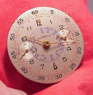 Винтажный РЕДКИЙ 33 ММ Landeron 52 хронограф наручные часы движение запчасти/ремонт - Изображение 1 из 4