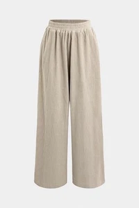 Micas Solid Pleated Wide Leg Corduroy Pants (Tan, Size S) - Picture 1 of 4