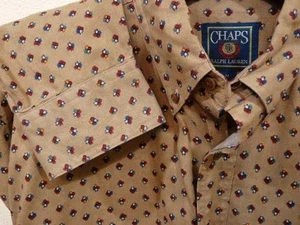Camisa De Colección Chaps Ralph Lauren Camel Azteca Estampado Suroeste L/S Botón M Usada en Excelente Condición - Imagen 1 de 4