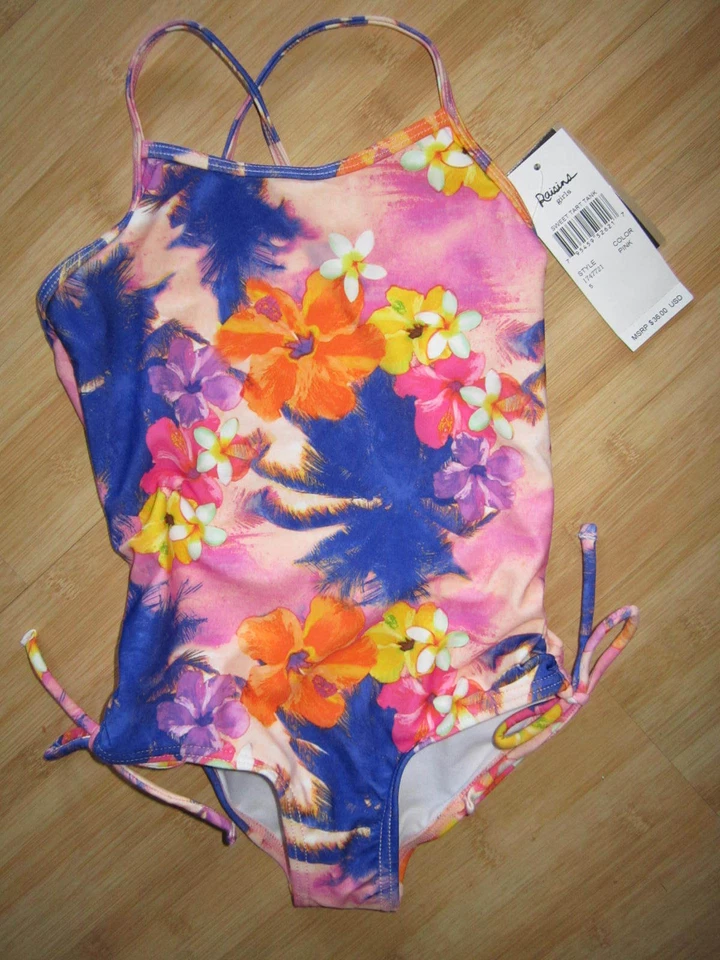 New* ROXY Swimsuit 1 PC Girls 2 2t White Blue Stripes Retail