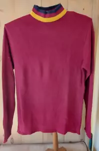 Vintage Manhattan Traditionals DQ Mens Mock Neck Sweater Maroon Striped Med - Picture 1 of 3