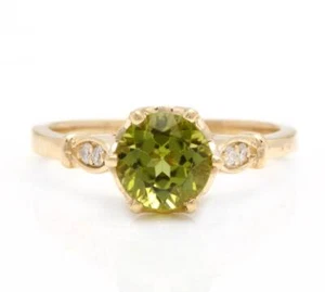 Peridot Diamonds Women Engagement Wedding Ring 14k Gold Finish Silver Ring - Picture 1 of 2