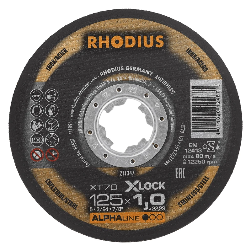 RHODIUS Trennscheibe XT70 X-LOCK 25 Stück Ø 115-125 mm für Edelstahl, Stahl - Bild 1 von 1