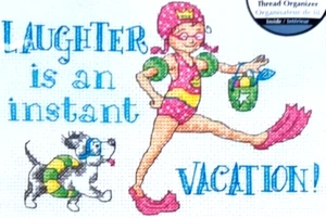 DIMENSIONS LAUGHTER Counted Cross Stitch Kit Swimming, Child, Dog **RARE** - Picture 1 of 3