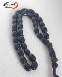 Misbaha kleine Perlen 33 schwarze Tasbeeh Marmor Design مسبحة إسلامية سوداء مزخرفة - Bild 1 von 7