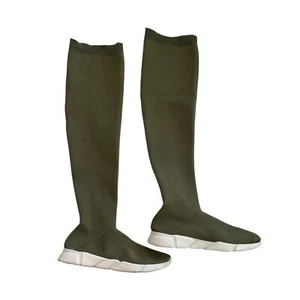 Bamboo Army Green Over The Knee Sneaker Sock Boots Size 10 - Picture 1 of 3