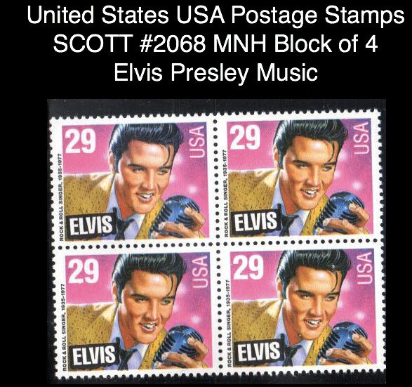 United States USA Postage Stamps SCOTT #2068 MNH Block of 4 Elvis Presley Music - Image 1 of 1