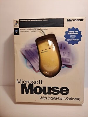 Vintage Microsoft Mouse2.0 w/Intellipoint Software Windows 95 open box - Image 1 of 4