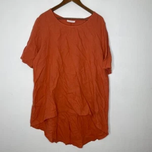 Top túnica de lino Bryn Walker mediano naranja de gran tamaño estilo minimalista Lagence EE. UU. - Imagen 1 de 8