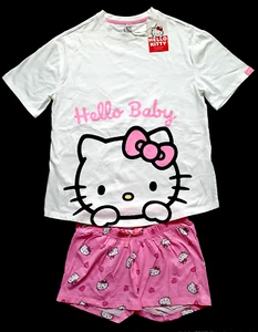 HELLO KITTY Damas Camiseta Top y Paquete Pantalones Cortos Algodón Pijama Conjunto PJ Primark Licenciado - Imagen 1 de 2