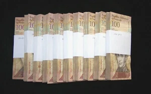 1000 pezzi x banconote venezuelane 100 bolivares / emissione 2007-2015 / mattoncino CIRCOLATO - Foto 1 di 3