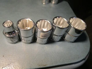 URREA 3/8"drive, 7 14 15 16 19mm, 12 point SAE short socket. - Picture 1 of 2