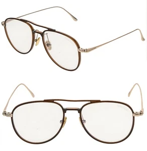 TOM FORD TF5666B 048 Gold Brown Aviator Blue Block Optical Style Eyeglasses 5666 - Picture 1 of 12