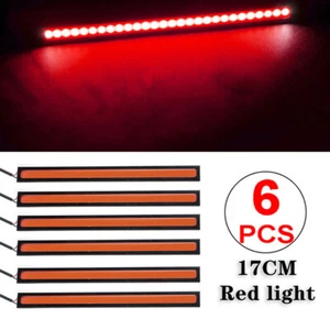 6PCS Red LED Strip DRL Daytime Running Lights Fog COB Car Lamp Waterproof - Picture 1 of 4