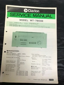 Sintonizador AM/FM Clarion MT-7800E MANUAL DE SERVICIO ORIGINAL  - Imagen 1 de 1