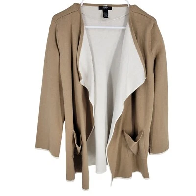 Cárdigan tejido Alfani frente abierto suéter bolsillos PM cápsula mediana minimalista Foto 1 de 4