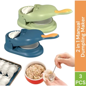 2 In 1 Dumpling Maker Dumpling Skin Press Dough Presser Mold Handle Tool (3 pcs) - Picture 1 of 18