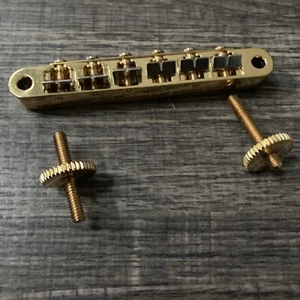New Gold Adjustable Electric Guitar Bridge Replaces Gibson ABR1 6 saddle - Picture 1 of 6