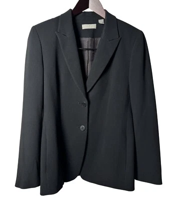 Blazer negro Kate Hill Petite para mujer talla 6P cierre de botones y solapa con muescas Foto 1 de 4