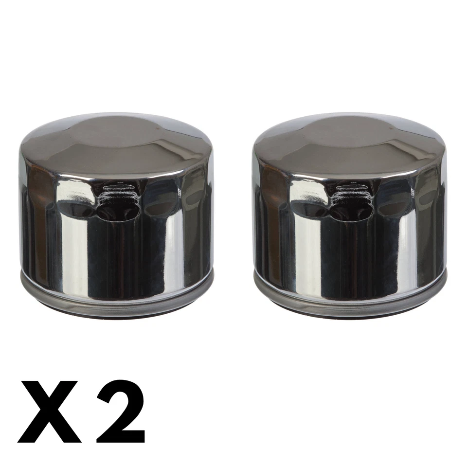 Paquete de 2 filtros de aceite cromados blancos para Harley FXE 1340 Super Glide 1983-1984 Foto 1 de 1