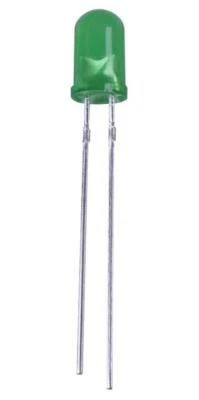 5mm Pure Green LED, Diffused, 18mA, 3.2V, Pack of 100 - PSG91869 - Image 1 of 2
