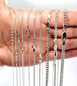 Sterling Silver Necklace Chain Curb Stamped 925 for Men Women & Kids All Sizes - Picture 1 of 34