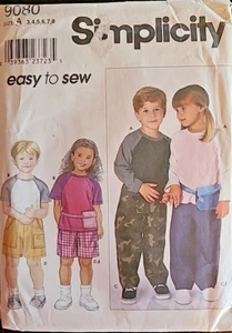 Pantalones Cortos Simplicity 9080 Patrón de Costura Niños Talla 3-8 Bolso Tejido Top Sin Cortar - Imagen 1 de 3