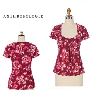 Anthropologie Top M RIC RAC Blouse WESTERLY WINDS Stretch Floral Modal Roses NWT - Picture 1 of 2