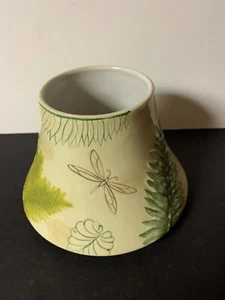 Yankee Candle Lg Jar Shade Topper Ceramic Green Dragonfly Fern Leaf Decorative - Picture 1 of 4