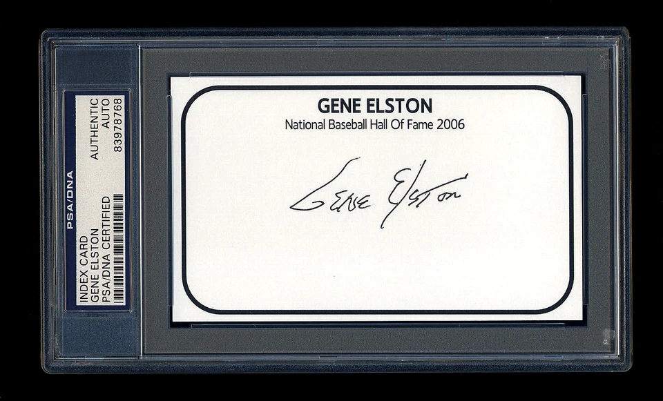 GENE ELSTON SIGNED INDEX CARD MINT PSA/DNA SLABBED AUTOGRAPHED HALL OF FAME HOF - Image 1 of 1