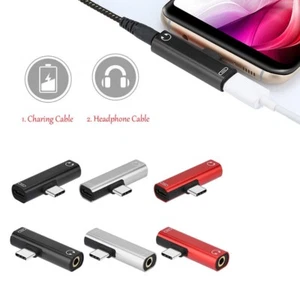 Type C to USB C Cable Adapter Charger Headphone 3.5mm AUX Audio Jack Splitter- - Picture 1 of 15