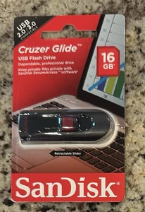 SANDISK CRUZER GLIDE 16GB USB  FLASH DRIVE MEMORY STICK THUMB STORAGE 16 GB New - Picture 1 of 2