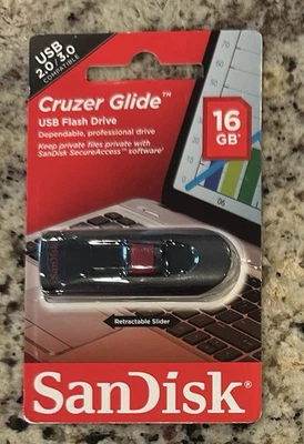 SANDISK CRUZER GLIDE 16GB USB  FLASH DRIVE MEMORY STICK THUMB STORAGE 16 GB New - Image 1 of 2