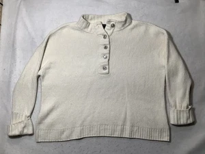 Talbots Sweater Womens Size 2XL Ivory Ribbed Knit 1/4 Button Long Sleeve Wool - Picture 1 of 8