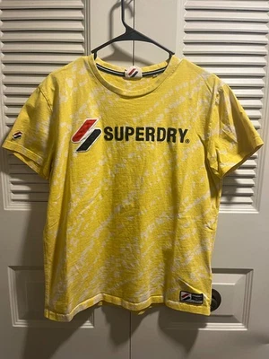 SuperDry Yellow TieDie Mens Short Sleeve Tshirt Cotton Jersey Heavyweight Medium - Image 1 of 4