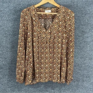 Natural Life Womens Floral Top Size XL Long Sleeve V Neck Pullover Casual Fall - Picture 1 of 8