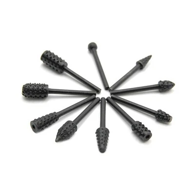 Thin Handle 3mm Shank Rotary File 1/8" 10PC 40mm-45mm Black For Grinding - Image 1 of 4