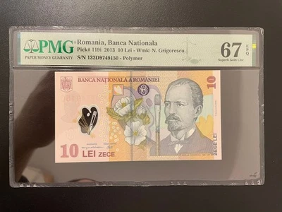Rumania 10 lei 2013 pick 119i pmg 67 Foto 1 de 3