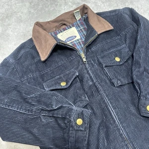 Express Cord Flanell gefütterte Trucker Jacke Y-7 dunkelblau Kunstlederkragen - Bild 1 von 4