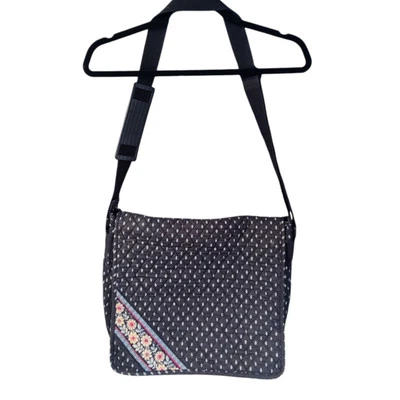 Vera Bradley Messenger Alpine Black Flap Large Adjustable Strap Retired Pattern - Image 1 of 4
