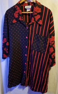 Vintage California Connections Button Front Mens Shirt Black Red 4or 5XL - Picture 1 of 4