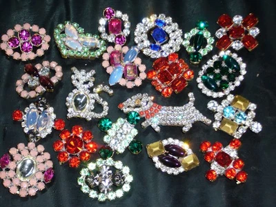 20x ART DECO VINTAGE RHINESTONE GLASS CZECH BUTTONS ON SEWING T365 - Image 1 of 3