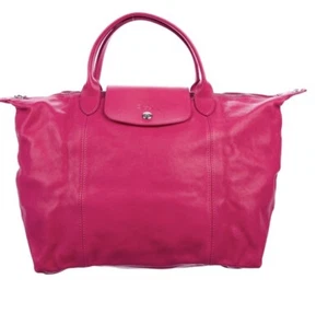 NEW LONGCHAMP Le Pliage Cuir Medium Leather Satchel, Pink, MSRP $565 - Picture 1 of 6