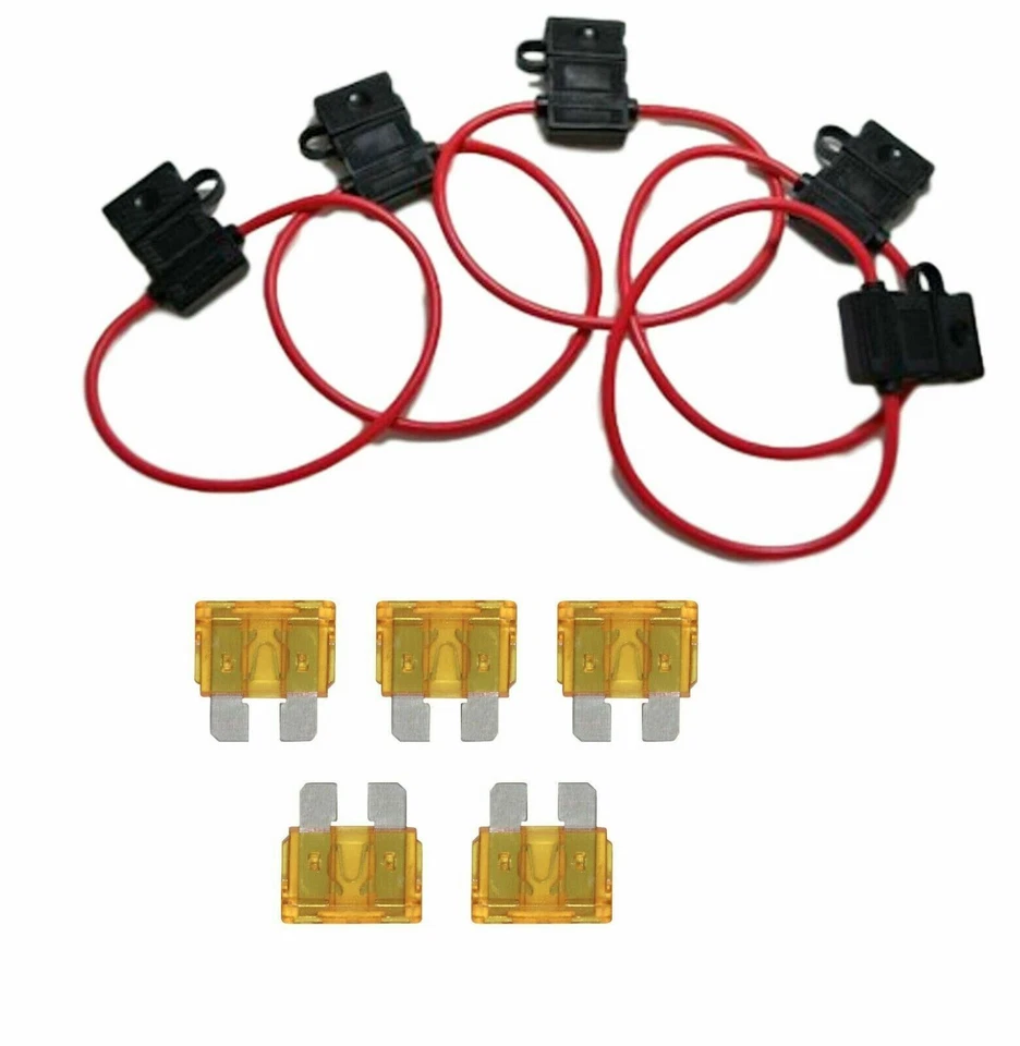 18 Gauge ATC ATO In-Line Fuse Holder Wire 12V Blade Waterproof 5 Pack 10 Amp - Image 1 of 1