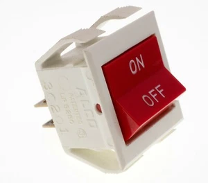 Interruttore a bilanciere Alco PRDDA1-16F ON-OFF corpo bianco/rosso bilanciere 5A@250VAC/10A@125VAC - Foto 1 di 3