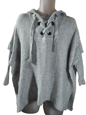 Suéter túnica con cordones Ali Miles gris para mujer talla mediana nuevo con etiquetas Foto 1 de 4